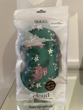 🐆 NWT Cloud Satin Sleep Mask in Teal with Pink Leopard Print